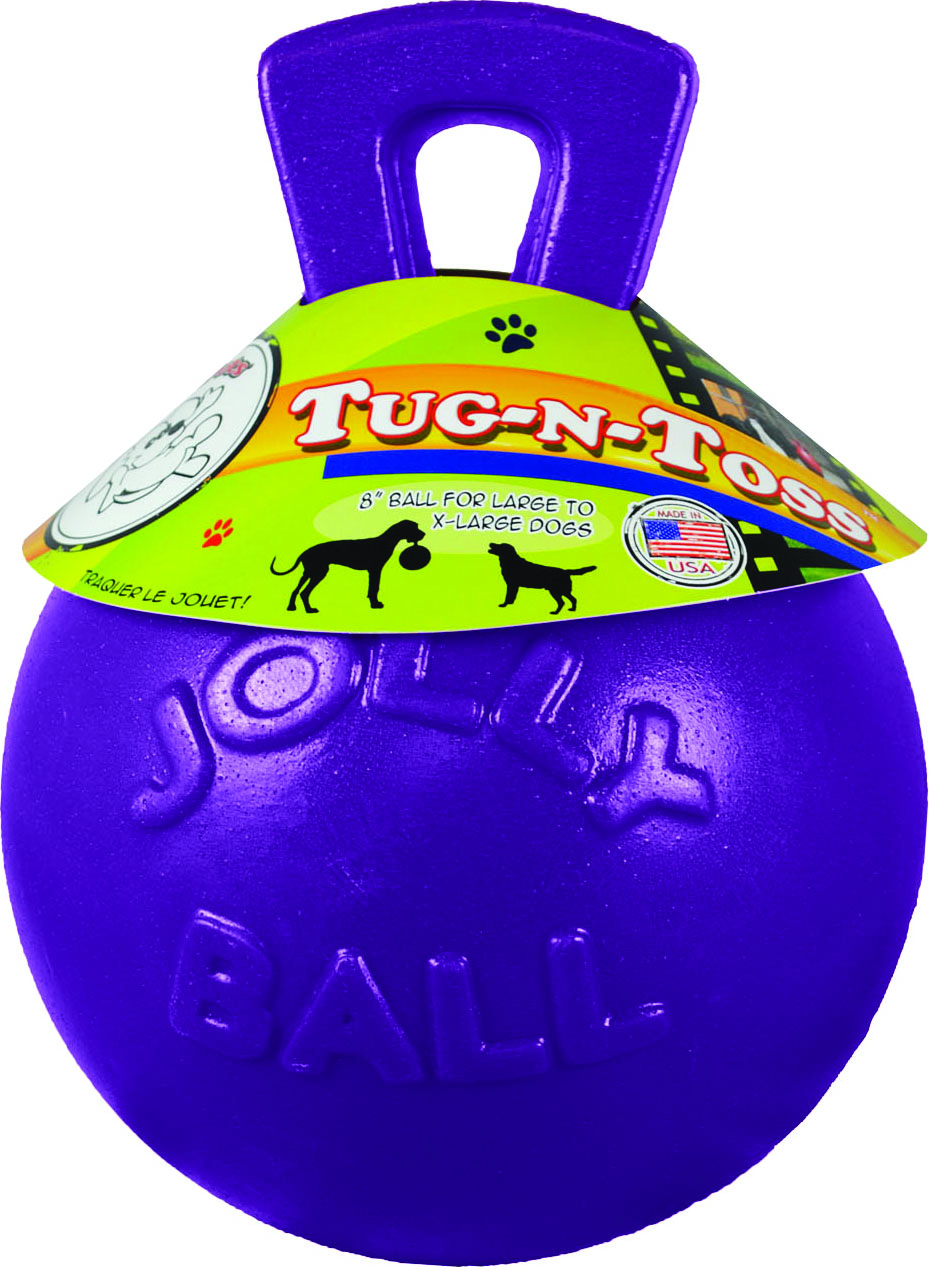 Purple Tug-N-Toss ball - 10 in dog toy