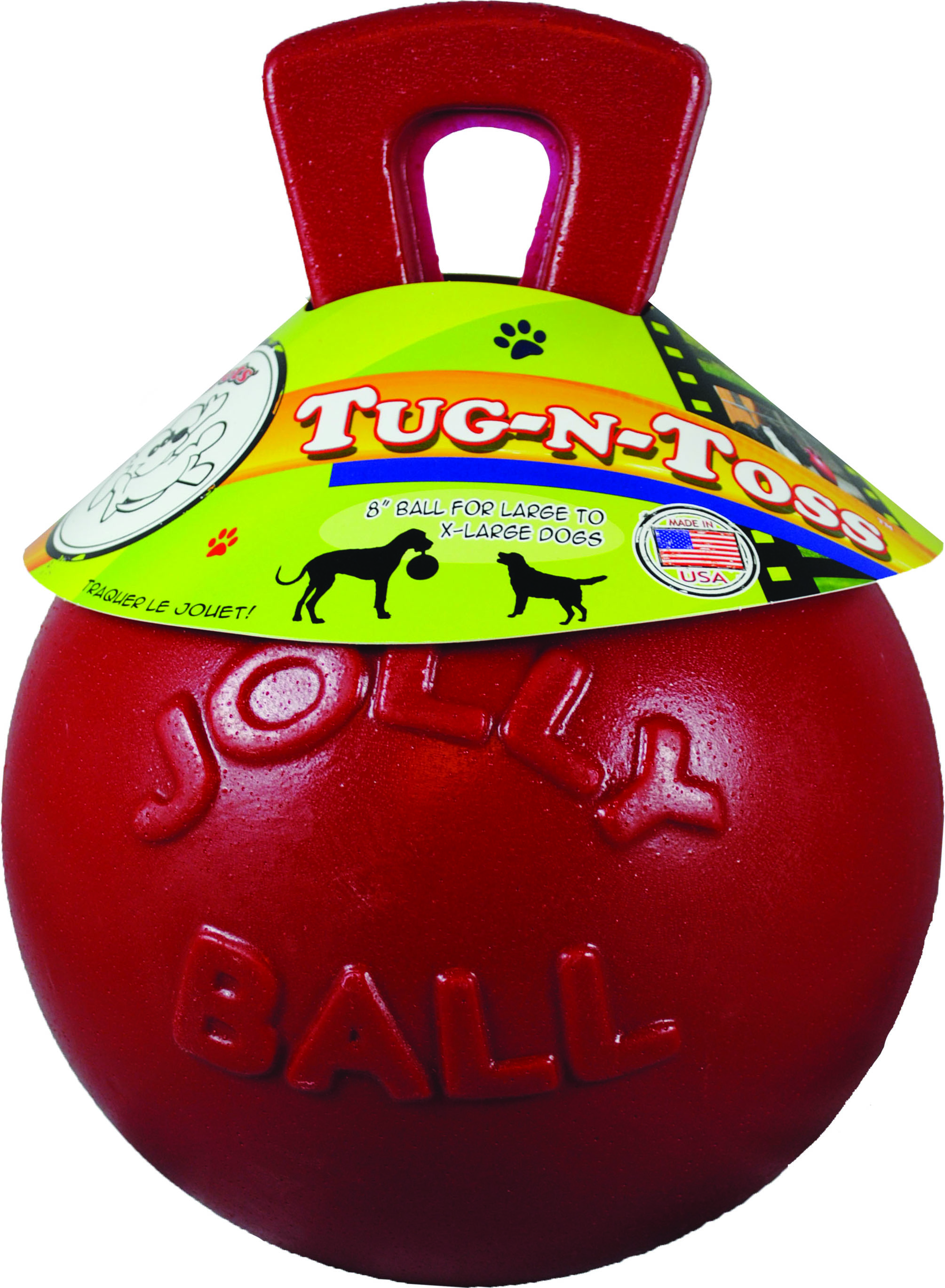 Red Tug-N-Toss ball - 6 in dog toy