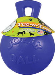 Blue Tug-N-Toss ball - 4.5 in dog toy