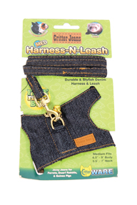 CRITTER JEANS SMALL ANIMAL HARNESS-N-LEASH