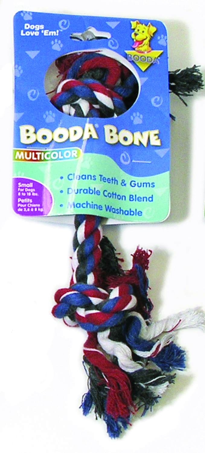 Small multicolored booda bone rope dog toy