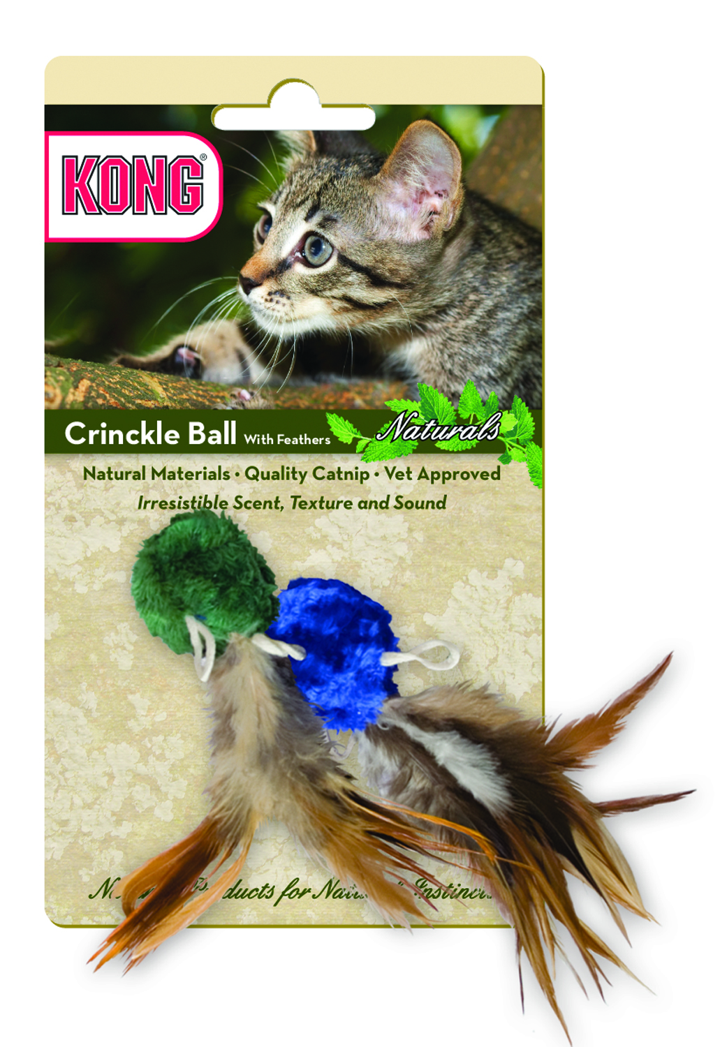 NATURAL CRINKLE BALL WITH FEATHER