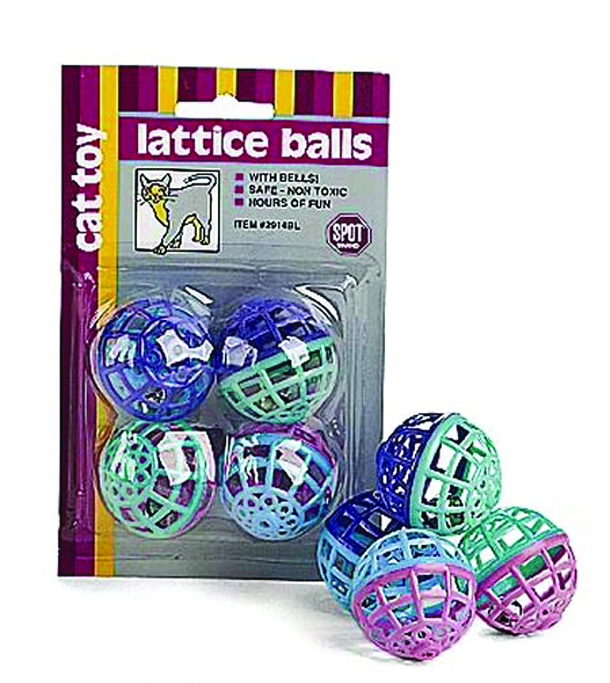 Lattice Plastic Balls With Bells 4 Pack