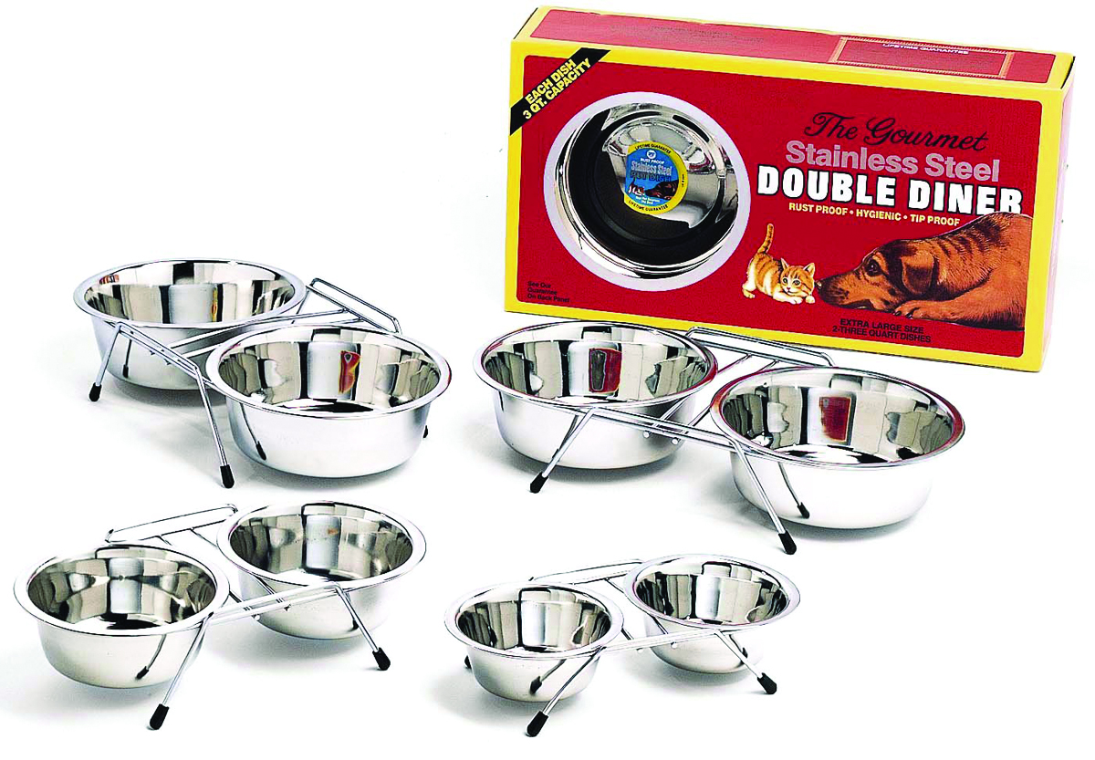 1Qt Stainless Steel Double Diner Dog Dish
