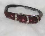 24" Rolled Leather Collar - Burgundy