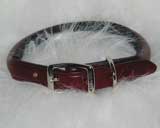 20" Rolled Leather Collar - Burgundy