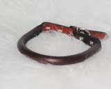 12" Rolled Leather Collar - Burgundy