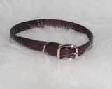 14" Creased Leather Collar - Burgundy