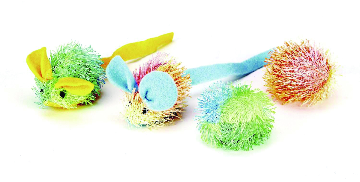 Stringy Mouse And Ball With Catnip 4 Pack