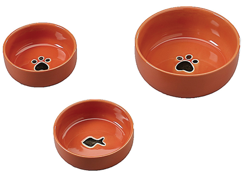 5" Ceramic Wide Rim Dog Dish - Tiger Design