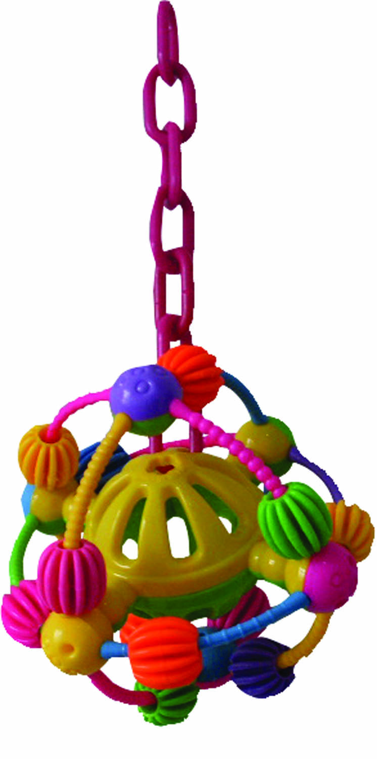 HAPPY BEAKS SPACE BALL ON A CHAIN HAPPY BIRD TOY