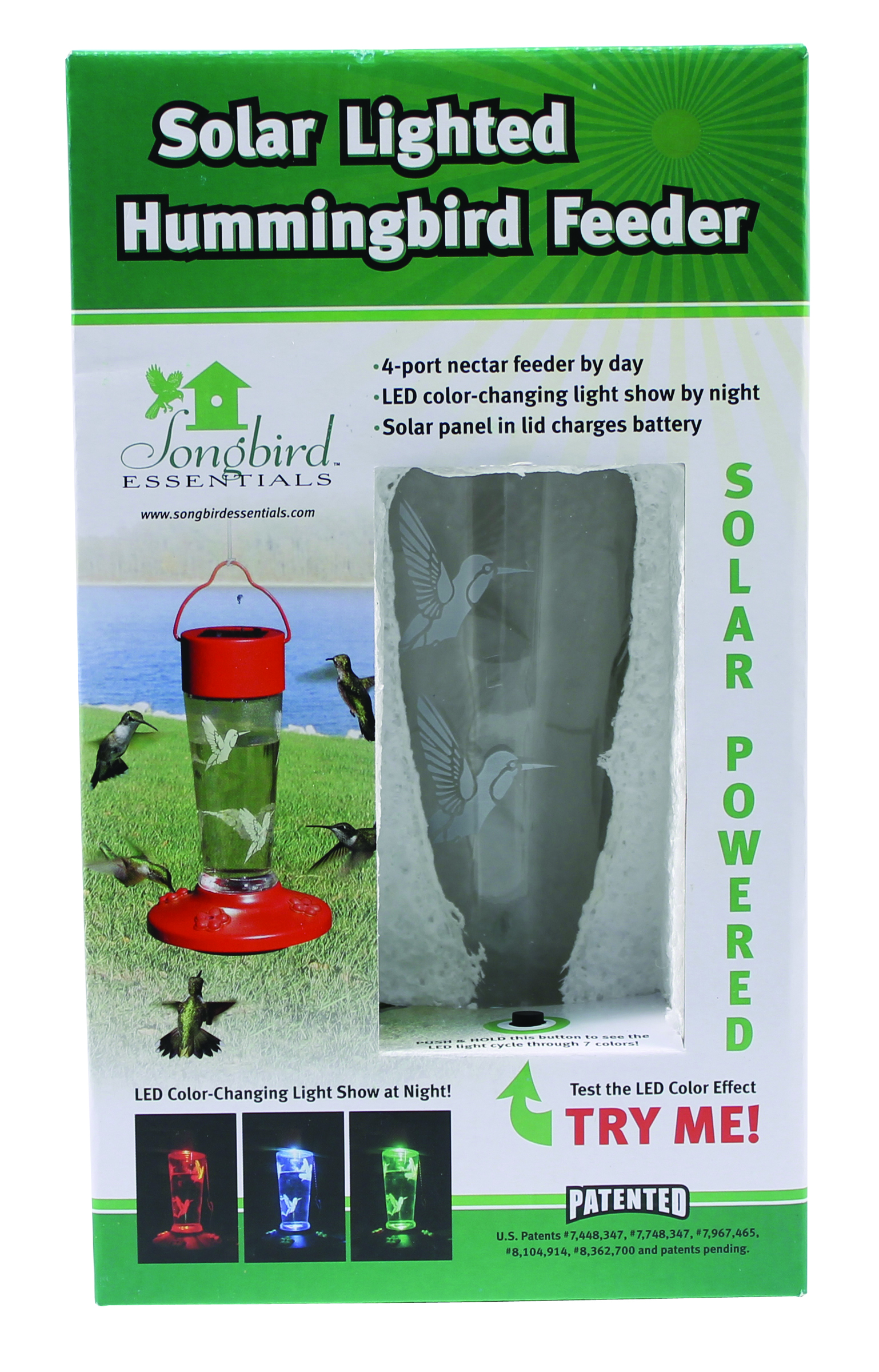 SOLAR POWERED COLOR CHANGING HUMMINGBIRD FEEDER