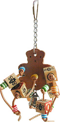 HAPPY BEAKS LEATHER BEAR WITH ABC BLOCKS BIRD TOY