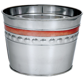 STAINLESS STEEL PLANTER WITH RED BAND