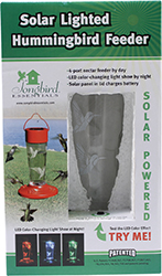 SOLAR POWERED COLOR CHANGING HUMMINGBIRD FEEDER