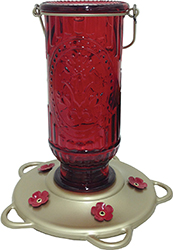 VINTAGE GLASS HUMMINGBIRD FEEDER