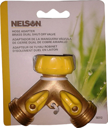 BRASS Y TWO HOSE SHUTOFF