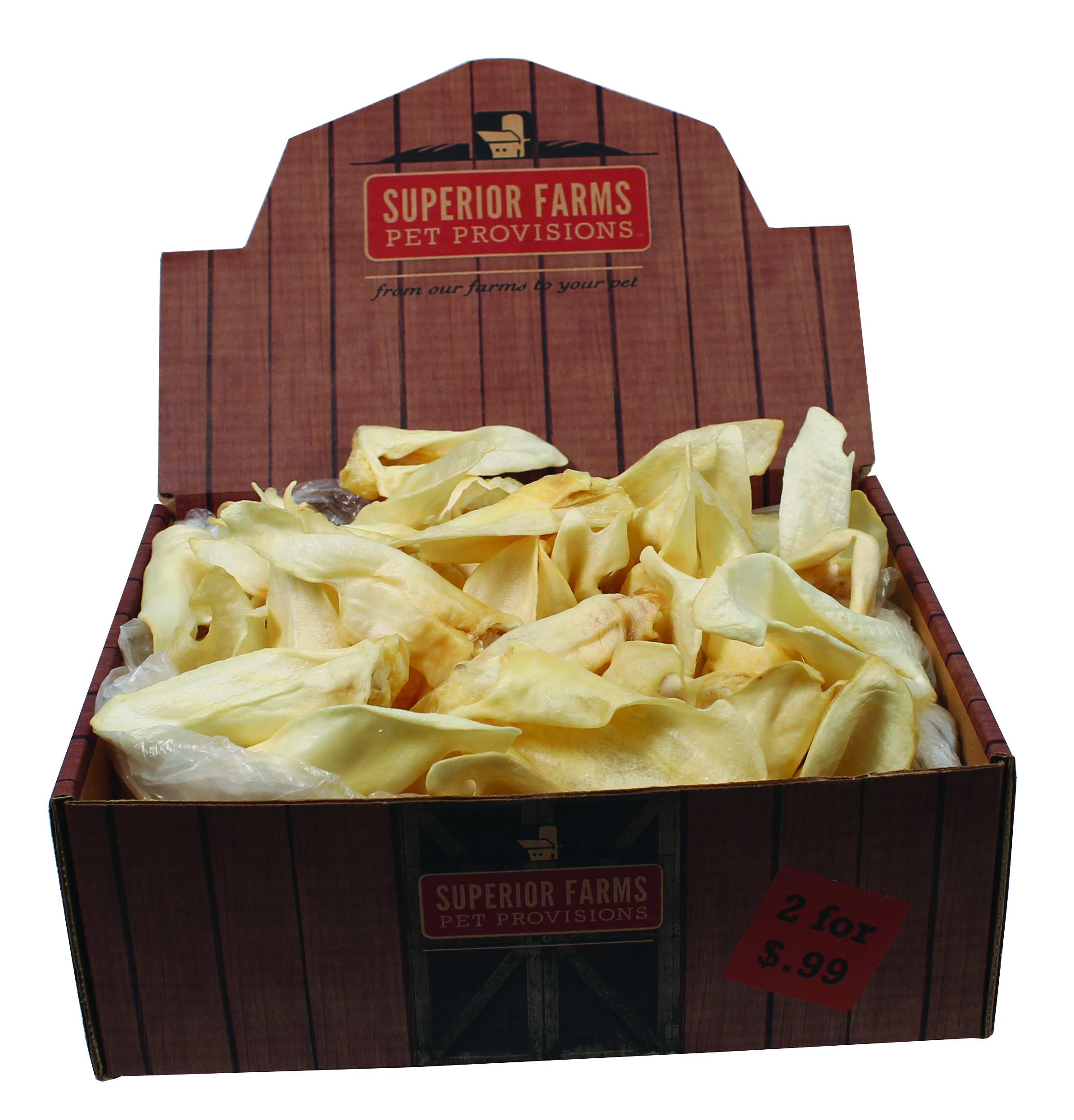 PET PROVISIONS LAMB EARS DOG CHEW DISPLAY