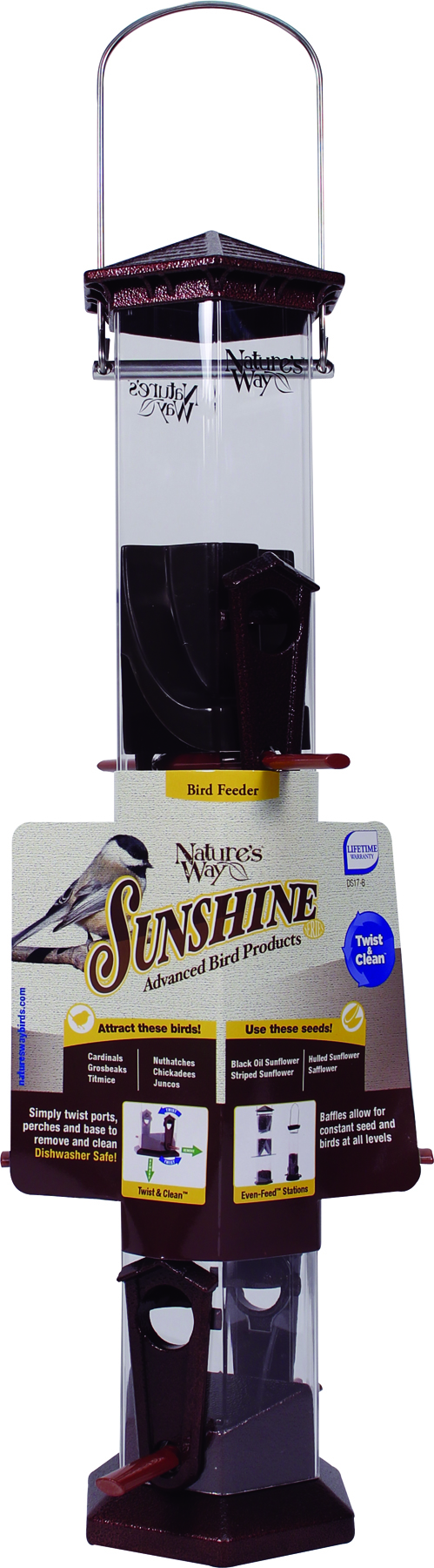 SUNSHINE SERIES TWIST & CLEAN TUBE BIRD FEEDER