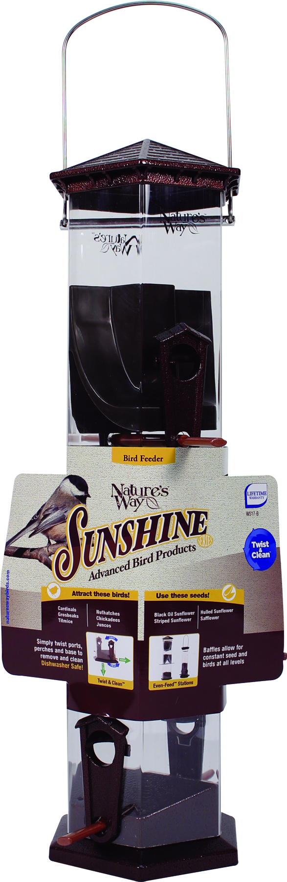 SUNSHINE SERIES TWIST & CLEAN TUBE BIRD FEEDER