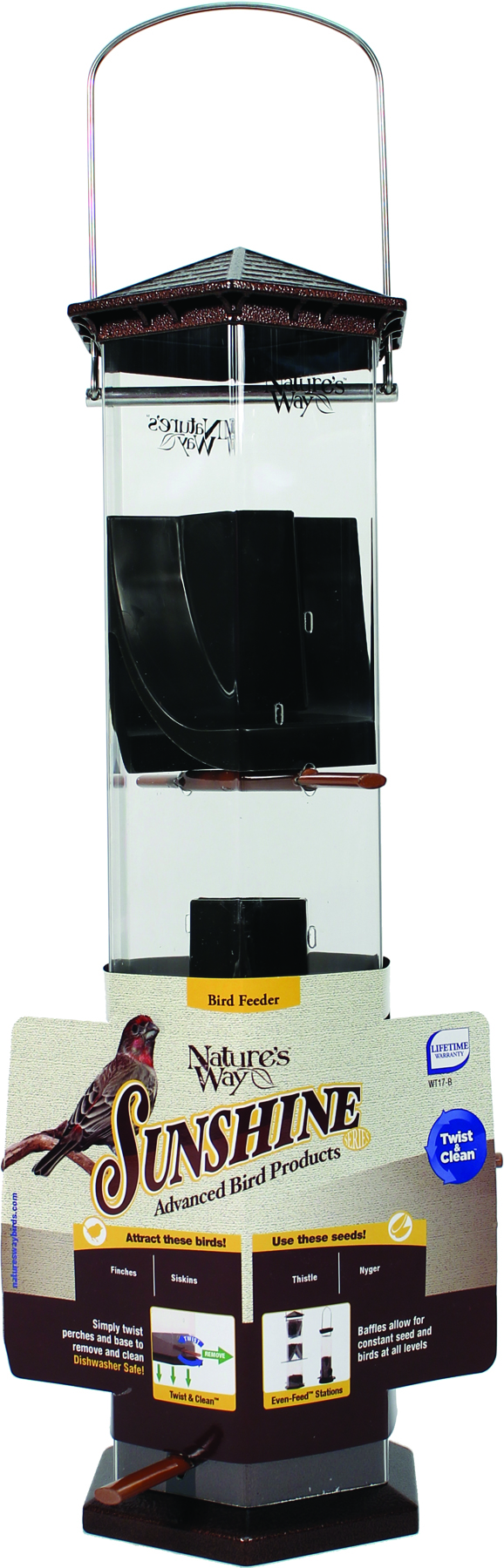 SUNSHINE SERIES TWIST & CLEAN THISTLE BIRD FEEDER