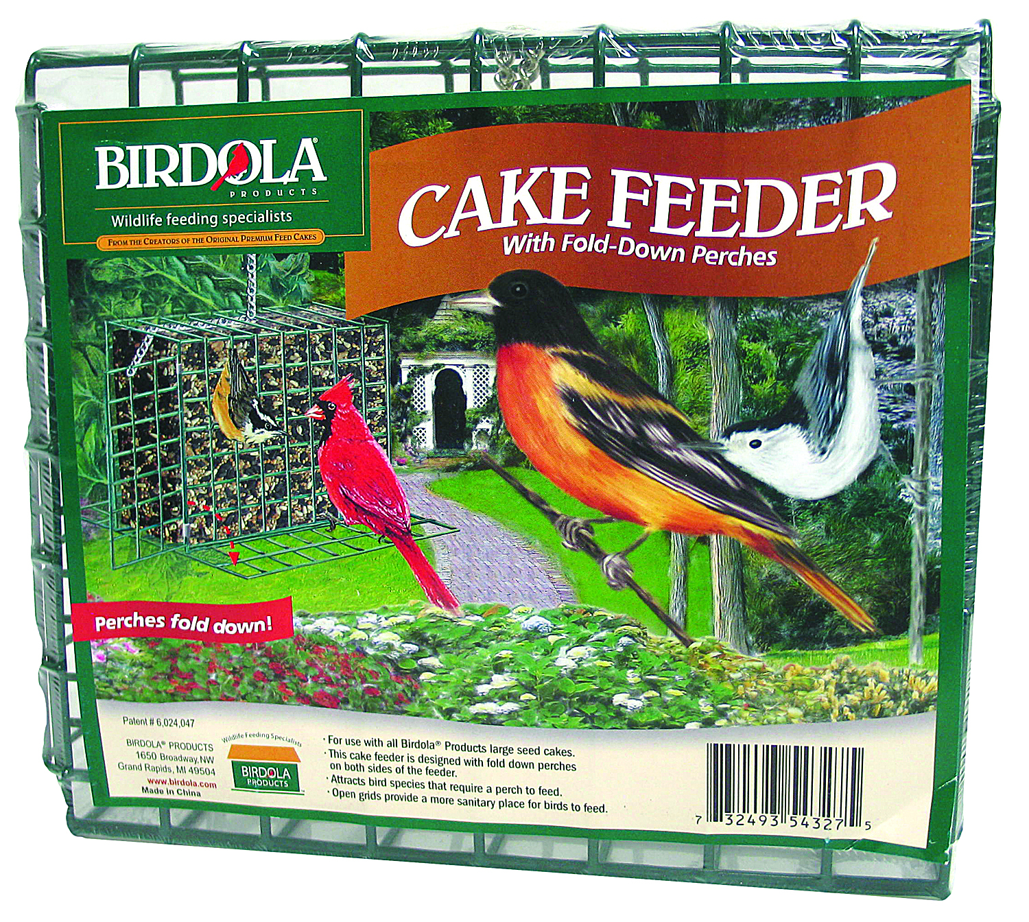 BIRDOLA CAKE FEEDER WITH FOLD-DOWN PERCHES