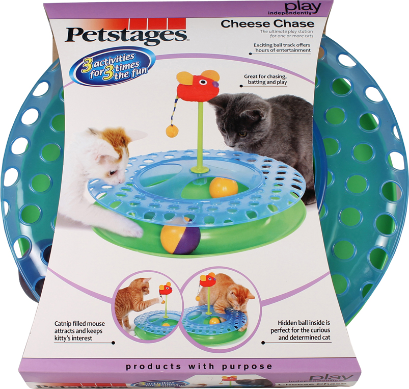 CHEESE CHASE WITH CATNIP MOUSE CAT TOY