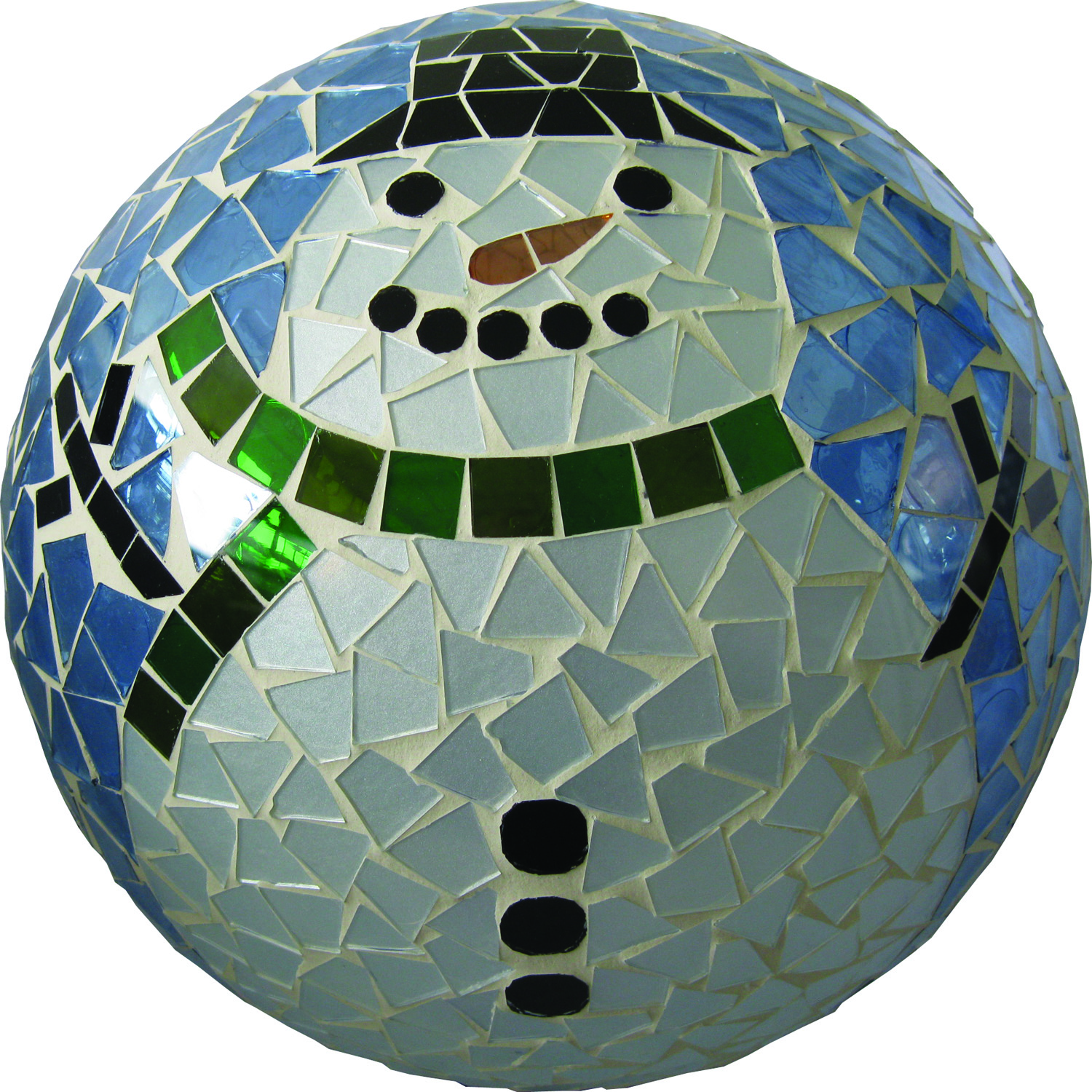 MOSAIC GLASS SNOWMAN GAZING GLOBE