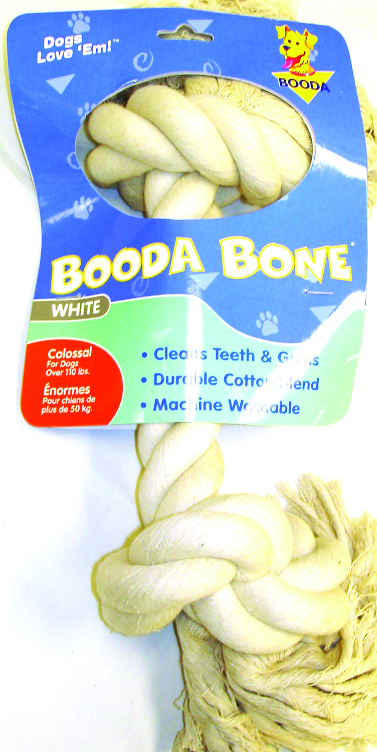 The original booda bone, xx-large rope dog toy, white