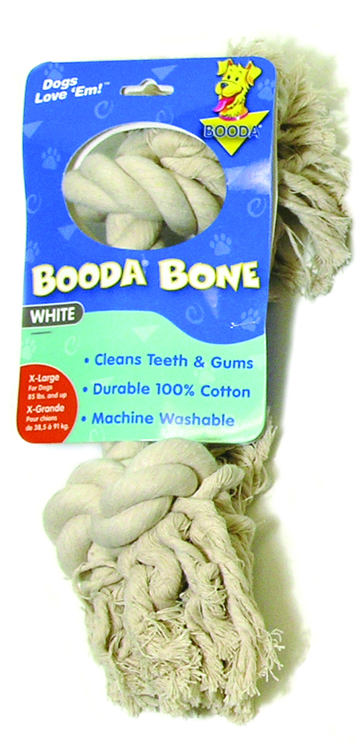 The original booda bone, x-large rope dog toy, white