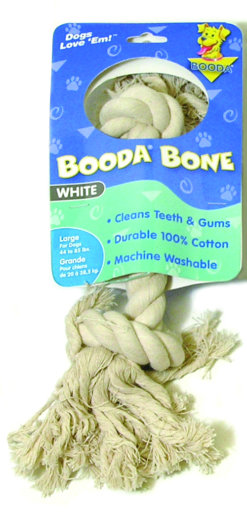 The original booda bone, large rope dog toy, white