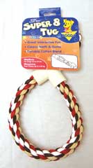 Multicolored super 8 tug dog toy, medium