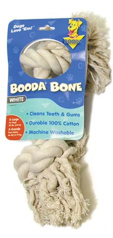 The original booda bone, x-large rope dog toy, white
