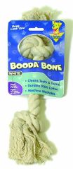 The original booda bone, small rope dog toy, white