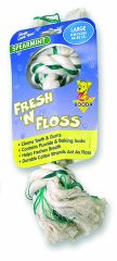 Fresh-N-Floss spearmint booda bone, large rope dog toy