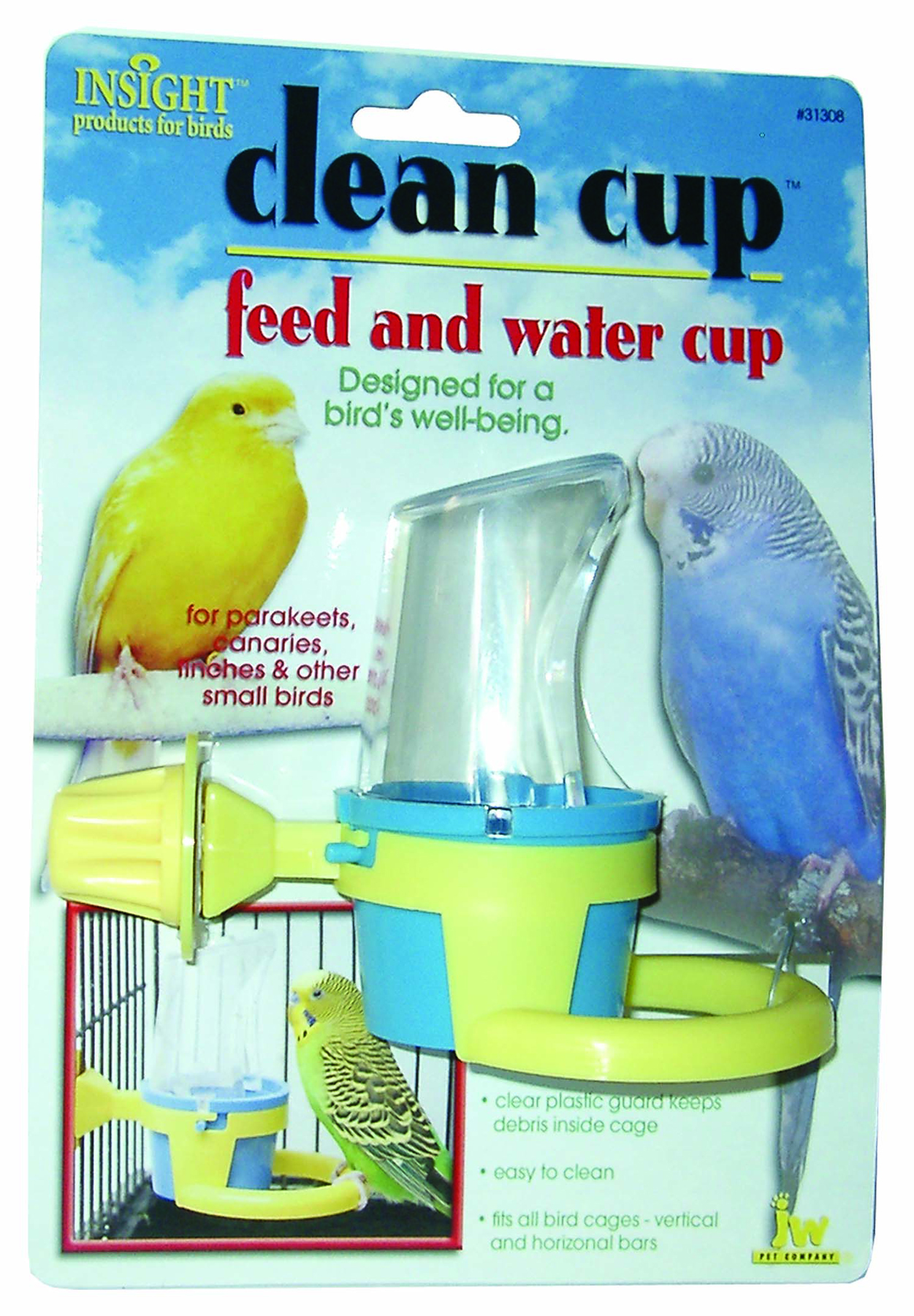 Bird seed cup w/round perch