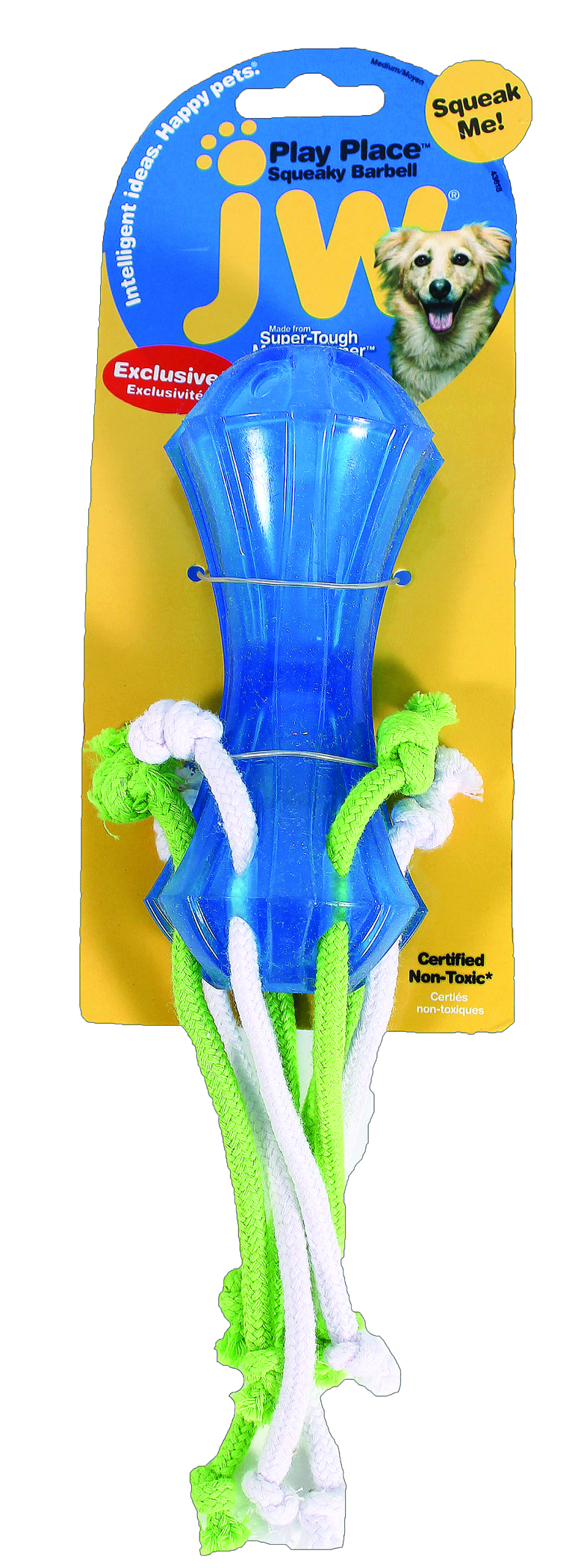 PLAY PLACE SQUEAKY DUMBELL WITH STREAMERS