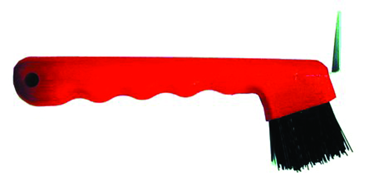 Hoof Pick W/brush 7" - Red