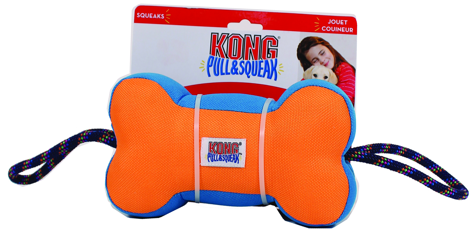 PULL-N-SQUEAK BONE DOG TOY