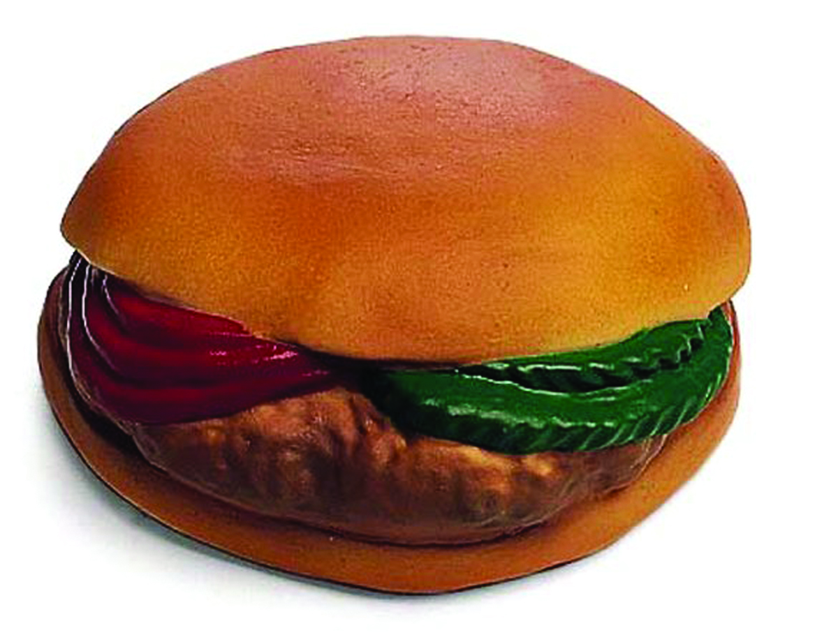 Vinyl hamburger with squeaker - 4 in dog toy