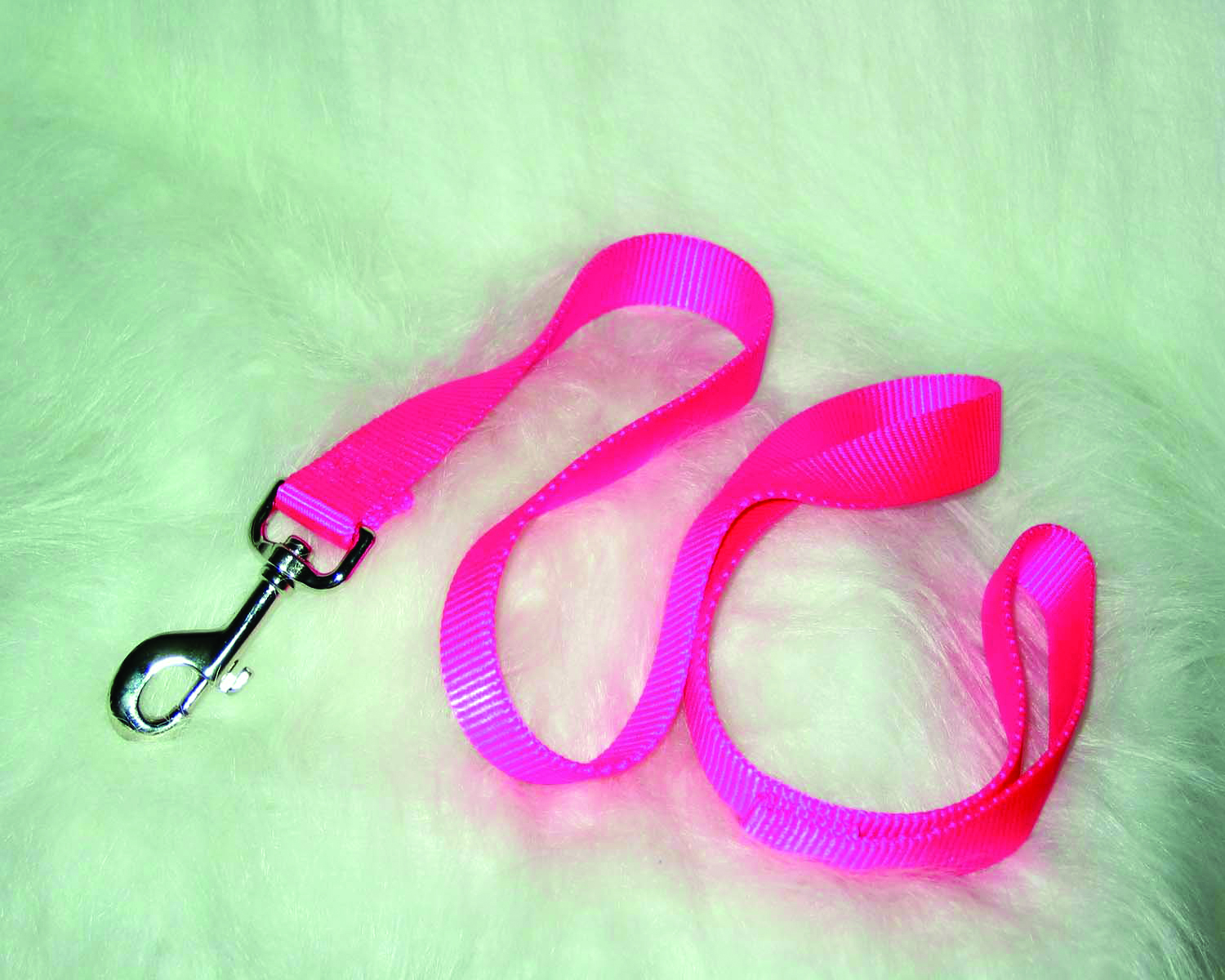 Single Thick Nylon Leash With Snap - Hot Pink