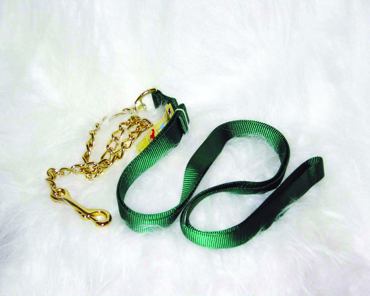 Nylon Lead W/chain 7ft - Green