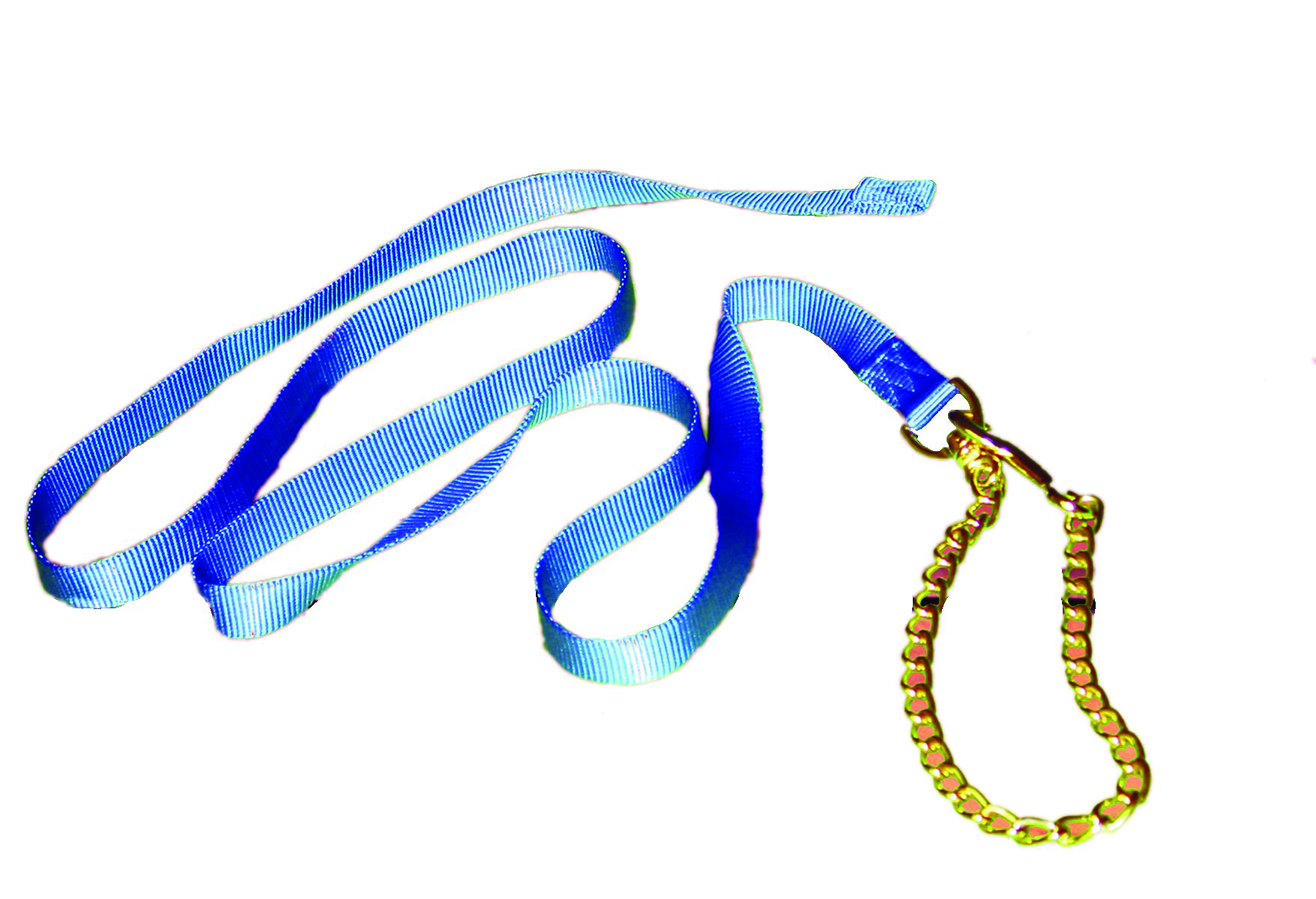 Nylon Lead W/chain 7ft - Blue