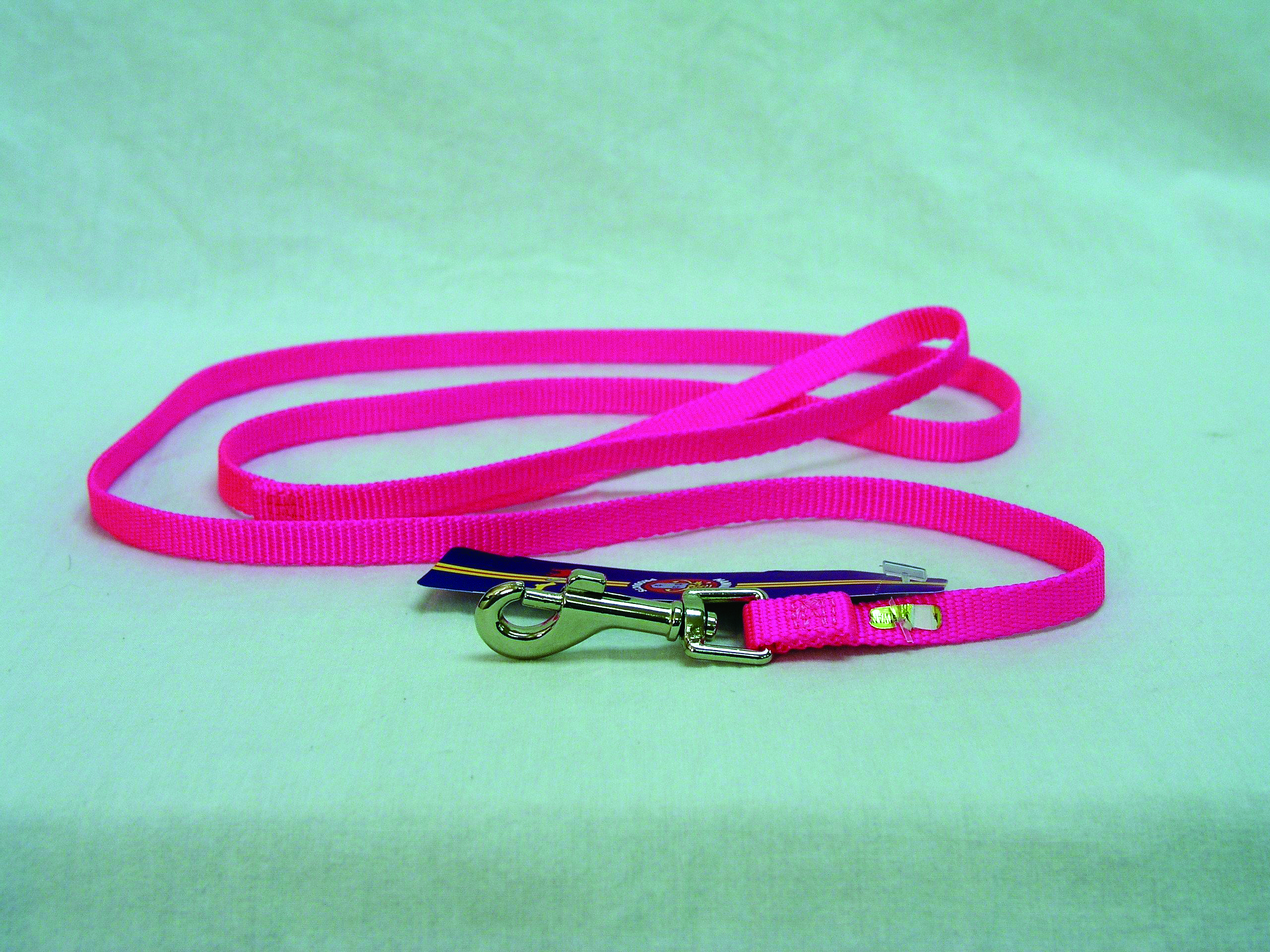 Single Thick Nylon Leash With Snap - Hot Pink