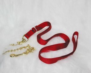 Nylon Lead W/chain 7ft - Red