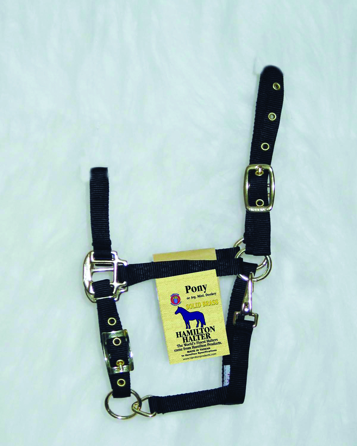 Pony Adjustable Halter W/snap - Black