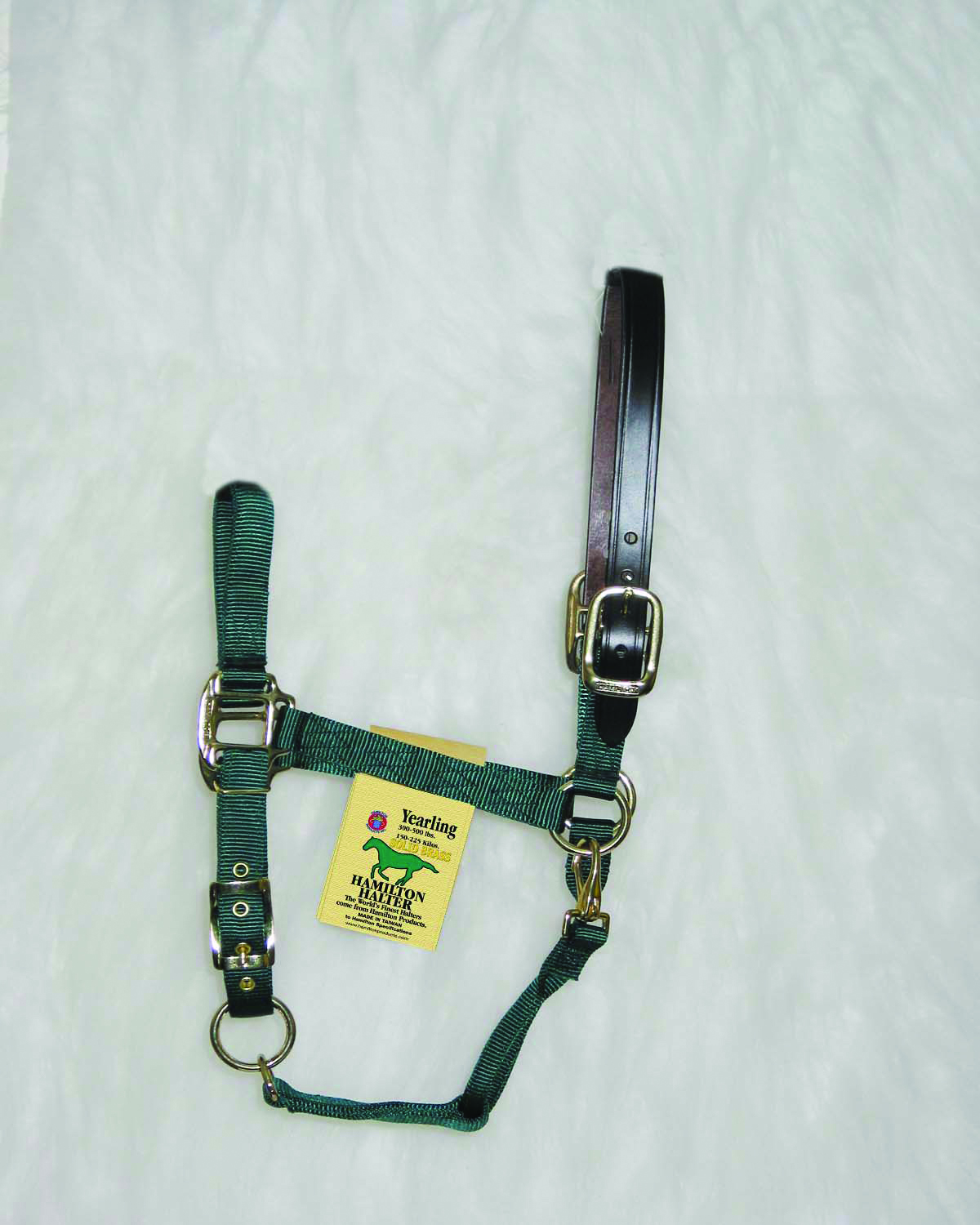 Adjustable Halter W/leather Head Poll - Dark Green - Large