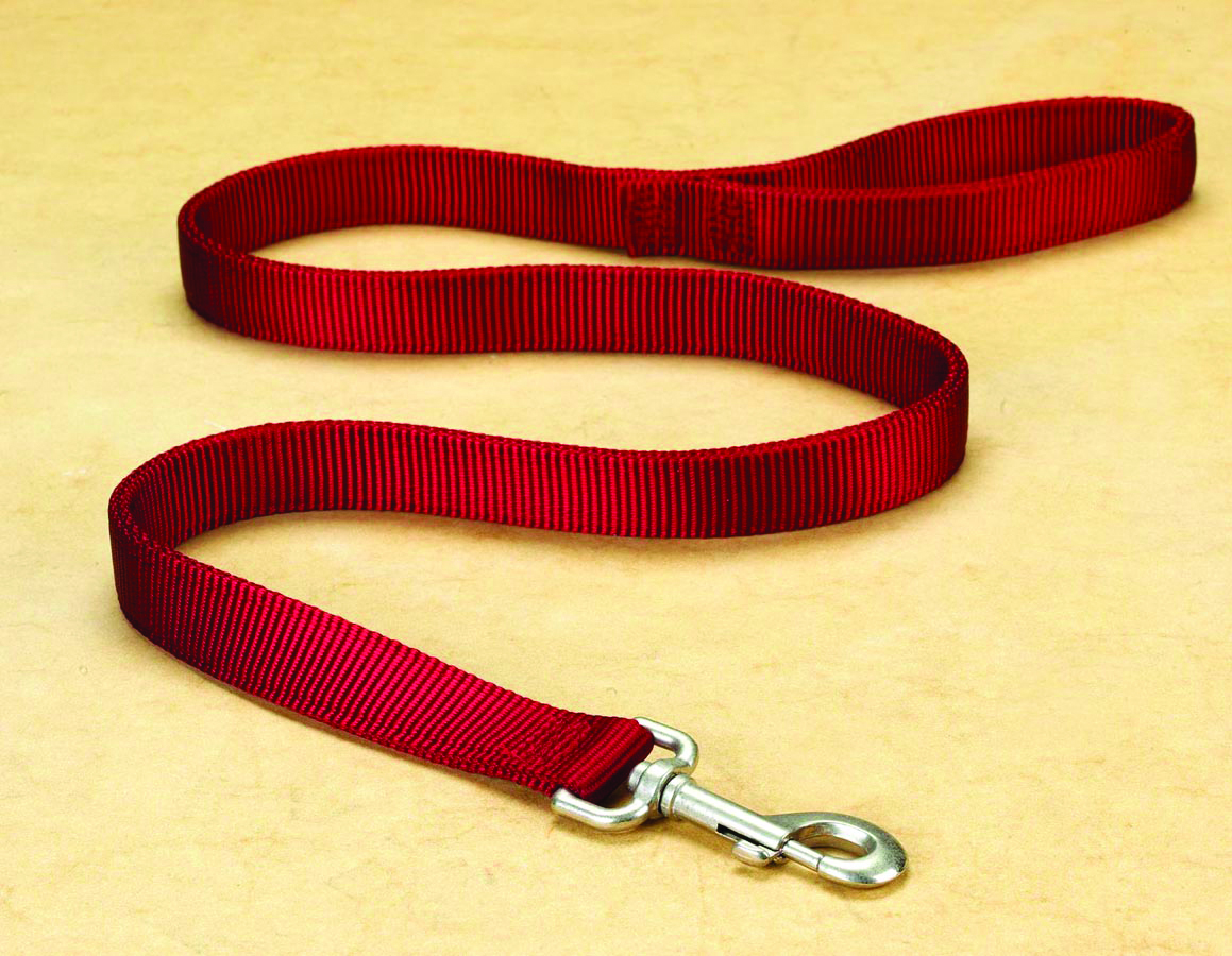 1" Deluxe Double Loop Nylon Lead w/swivel snap - Red (6')