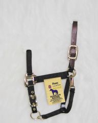 Pony Adjustable Halter W/leather Head Poll - Black