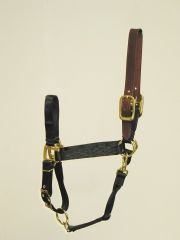 Adjustable Halter W/leather Head Poll - Black - Small